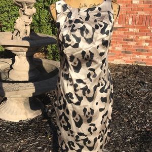 Stylish Ann Taylor Tan & Brown Print Dress  6P